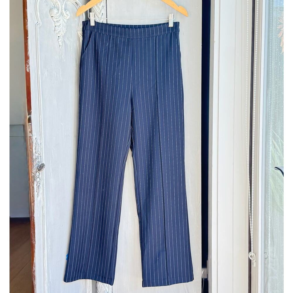 Navy Pinstripe Tailored Trousers Corporatecore Office Pants M